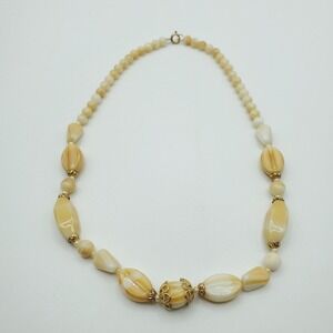 Womens Beaded Statement‎ Necklace Yellow Boho Festival Artisan